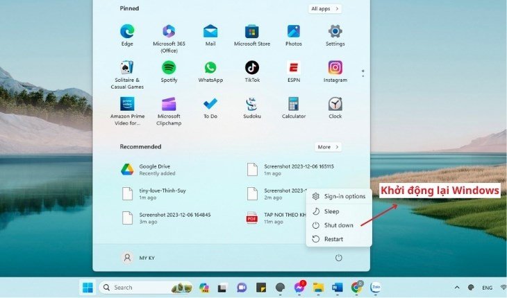 Khởi động lại laptop để giải quyết các sự cố âm thanh tạm thời