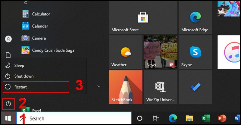 Khởi động lại máy bằng nút nguồn để khắc phục âm thanh laptop bị nhỏ