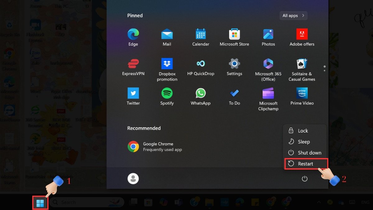 Khởi động lại máy tính để làm mới hoạt động của card màn hình