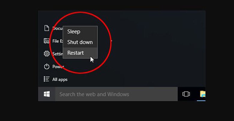 Khởi động lại máy tính khắc phục laptop mất tiếng