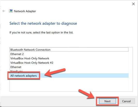 Khởi động trình khắc phục sự cố bộ điều hợp mạng trên Windows 11
