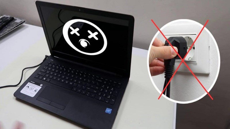 Không được cắm sạc và tháo pin ra khỏi máy khi pin laptop đã bị phồng