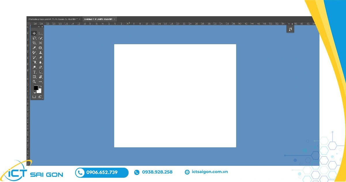 Khu vực làm việc chính của Photoshop trên laptop