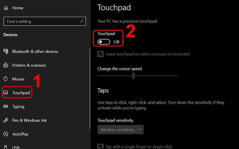 Kích hoạt bàn di chuột trên laptop qua cài đặt Touchpad