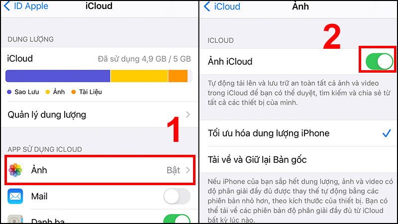 Kích hoạt Chia sẻ ảnh iCloud trên thiết bị iOS