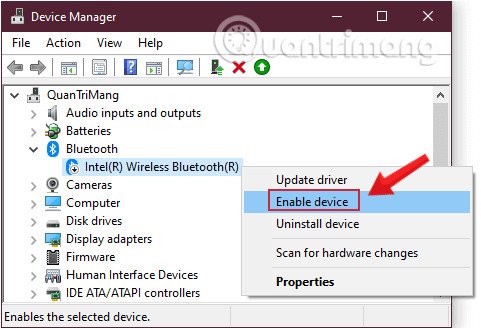 Kích hoạt lại thiết bị Bluetooth bị vô hiệu hóa trong Device Manager