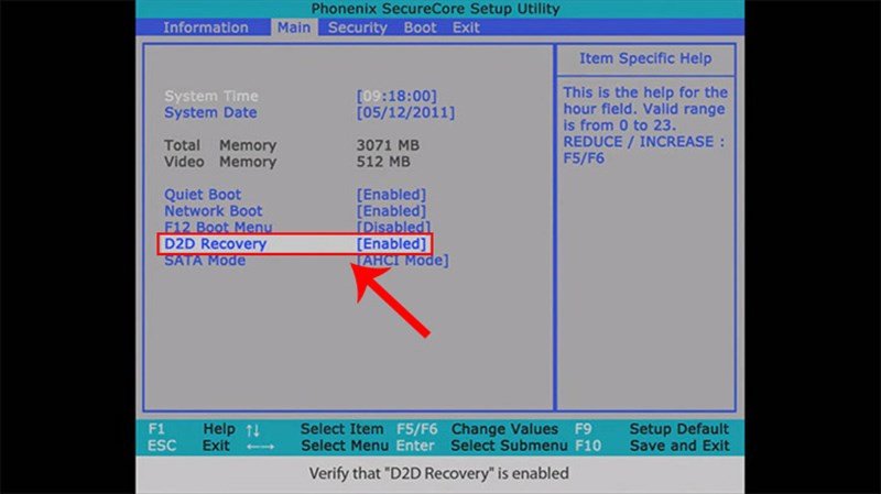 Kích hoạt tùy chọn D2D Recovery trong BIOS để thực hiện khôi phục cài đặt gốc Asus