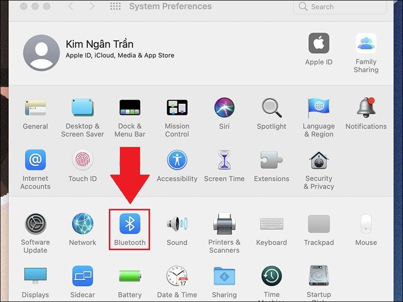 Kiểm tra cài đặt Bluetooth trong System Preferences trên MacBook