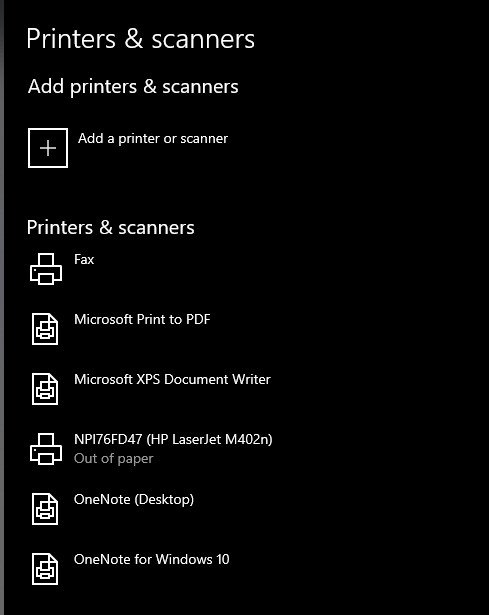 Kiểm tra driver máy in đã được cài đặt tự động cho laptop.