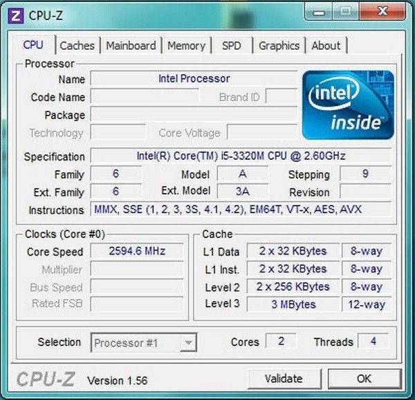 Kiểm tra nhiệt độ CPU bằng CPU-Z để đánh giá hoạt động quạt laptop