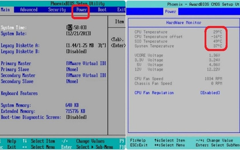 kiểm tra nhiệt độ CPU laptop qua BIOS