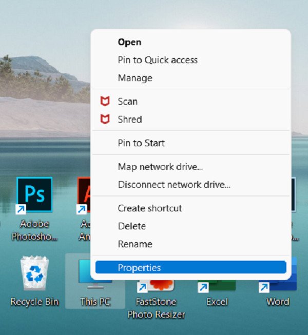 Kiểm tra tên và thông số laptop qua This PC