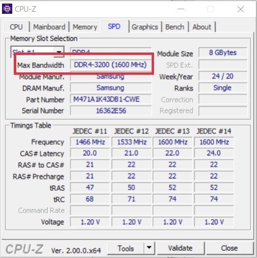 Kiểm tra thông số Bus RAM bằng CPU-Z giúp chọn RAM phù hợp để nâng cấp