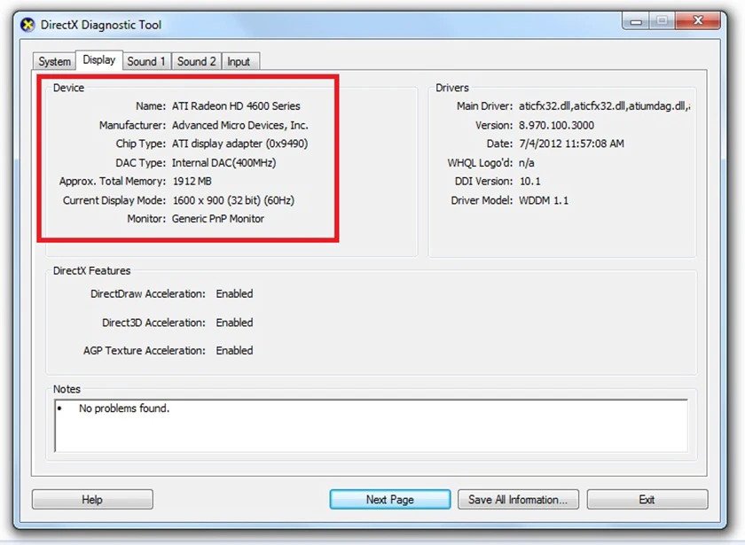 Kiểm tra thông tin card đồ họa rời AMD/NVIDIA qua DxDiag