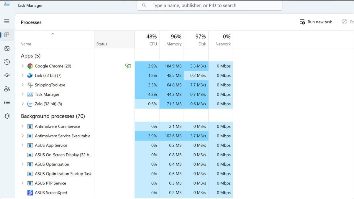 Kiểm tra ứng dụng chạy ngầm bằng Task Manager để tối ưu laptop