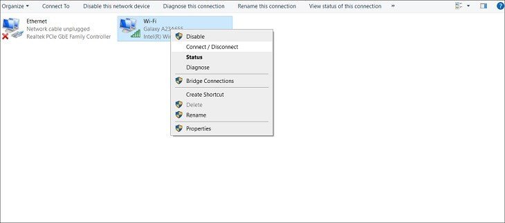 Kiểm tra và kích hoạt lại adapter Wi-Fi trong Control Panel khi laptop không bắt được WiFi