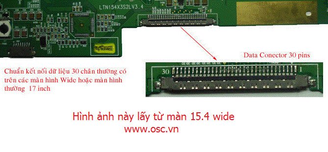 Kiểu kết nối dữ liệu 30 chân phổ biến cho màn hình laptop