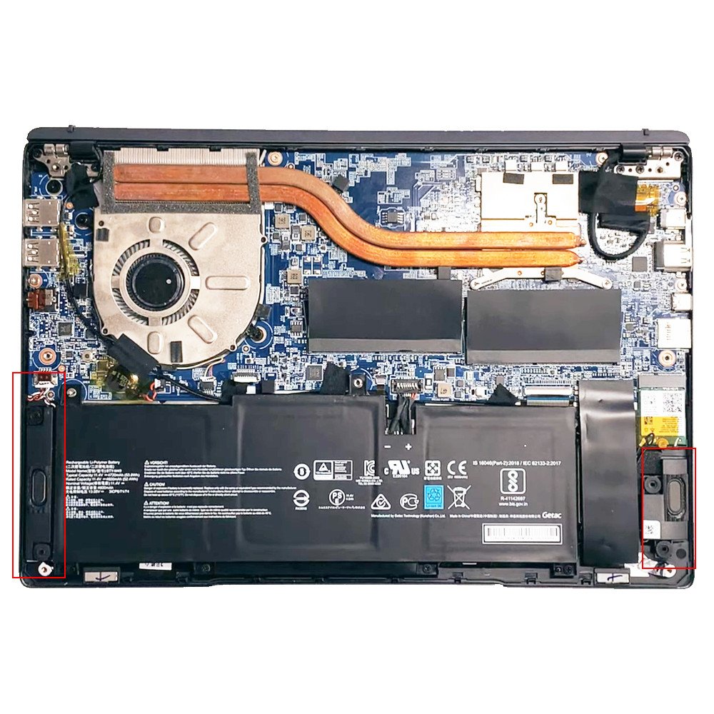 Kỹ thuật viên đang kiểm tra hoặc thay thế loa trên laptop MSI Modern 14