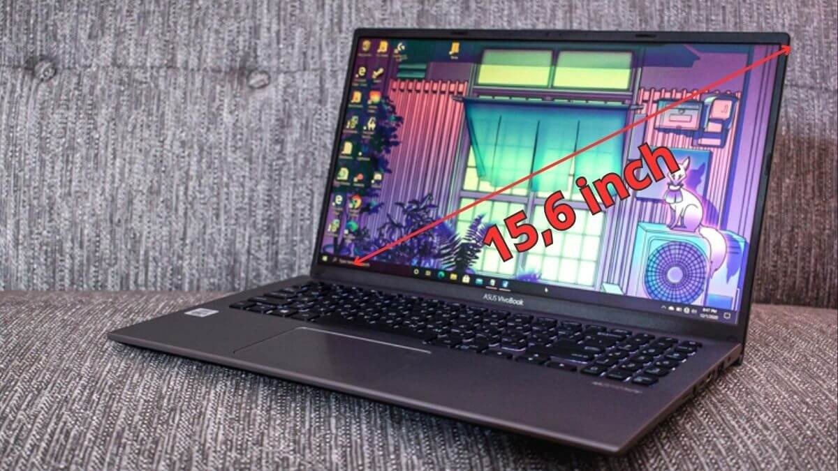 Laptop 15.6 inch kích thước bao nhiêu: hình ảnh minh họa đường chéo màn hình 39.6 cm