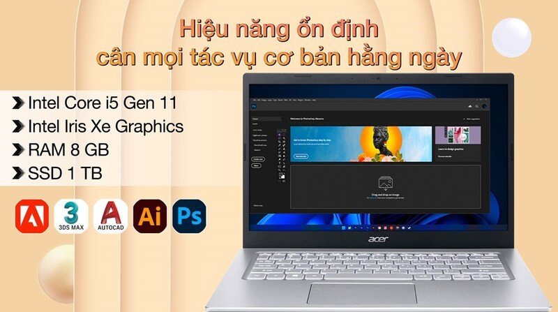Laptop Acer Aspire A514 xử lý trơn tru các tác vụ văn phòng hàng ngày của giáo viên