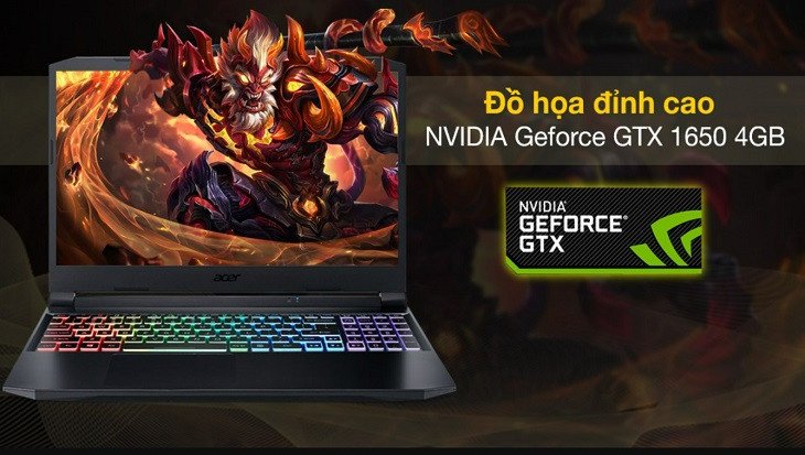 Laptop Acer Nitro 5 Gaming có card rời NVIDIA GeForce GTX 1650, tối ưu hiệu suất xử lý đồ họa cao cấp