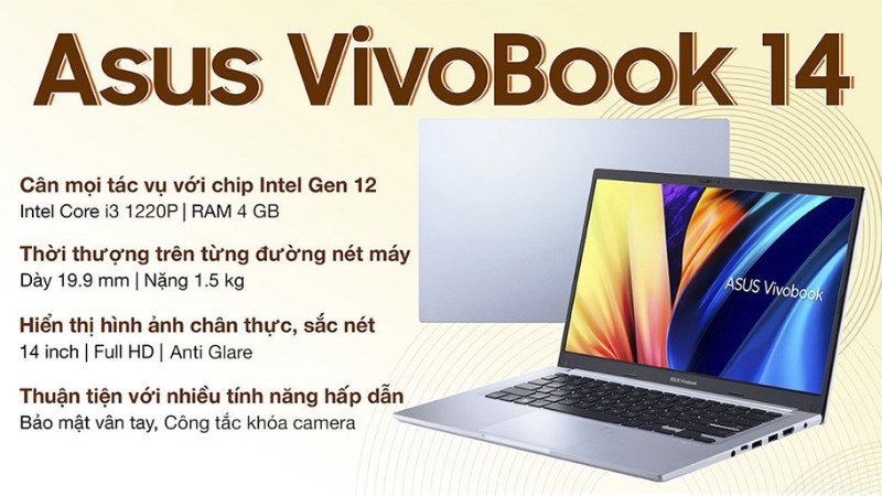 Laptop Asus Vivobook 14 X1402ZA i3 màu xanh xám, một lựa chọn giá rẻ cho sinh viên