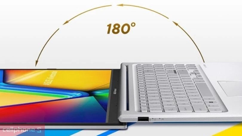 Laptop Asus Vivobook 15 X1504ZA-NJ1039W có thiết kế mỏng nhẹ, bản lề 180 độ