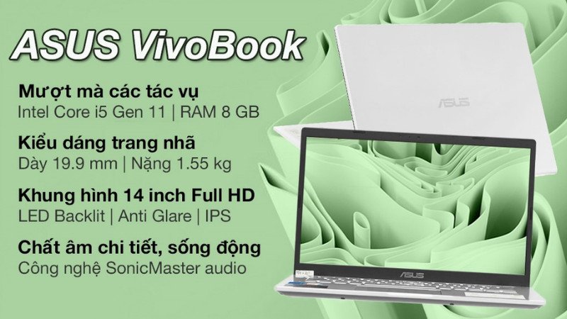 Laptop Asus Vivobook X415EA với thiết kế thanh lịch và hiệu năng ổn định