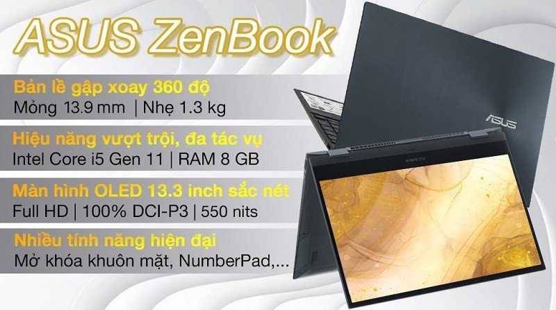 Laptop Asus ZenBook Flip UX363EA màu xám sang trọng với màn hình cảm ứng