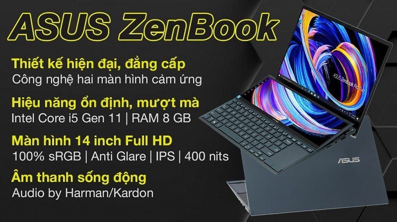 Laptop Asus ZenBook UX482EA với thiết kế màn hình kép đột phá và màn hình cảm ứng chính