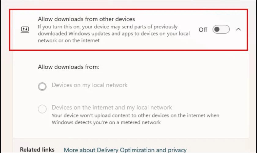 laptop bắt wifi yếu win 11 - Tắt Delivery Optimization