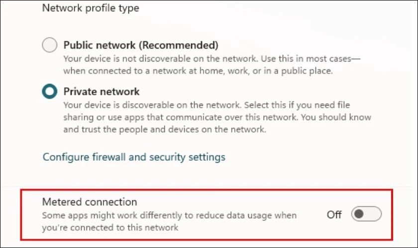 laptop bắt wifi yếu win 11 - Tắt kết nối đo lường