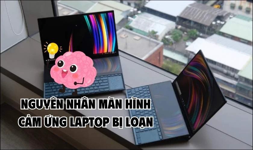 Laptop có màn hình cảm ứng bị loạn, hiển thị các điểm chạm không mong muốn