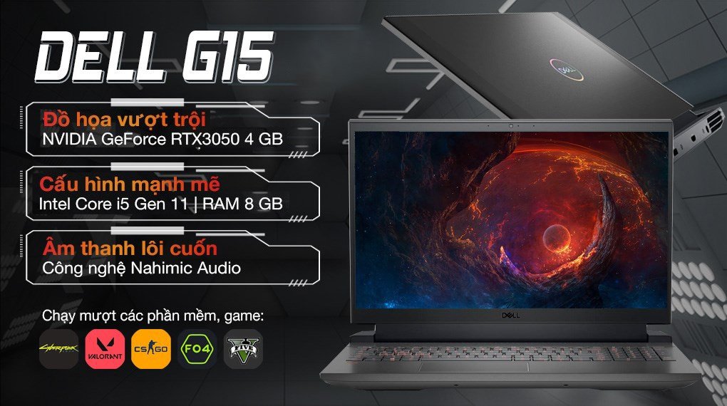 Laptop Dell Gaming G15 với card đồ họa rời mạnh mẽ cho game thủ