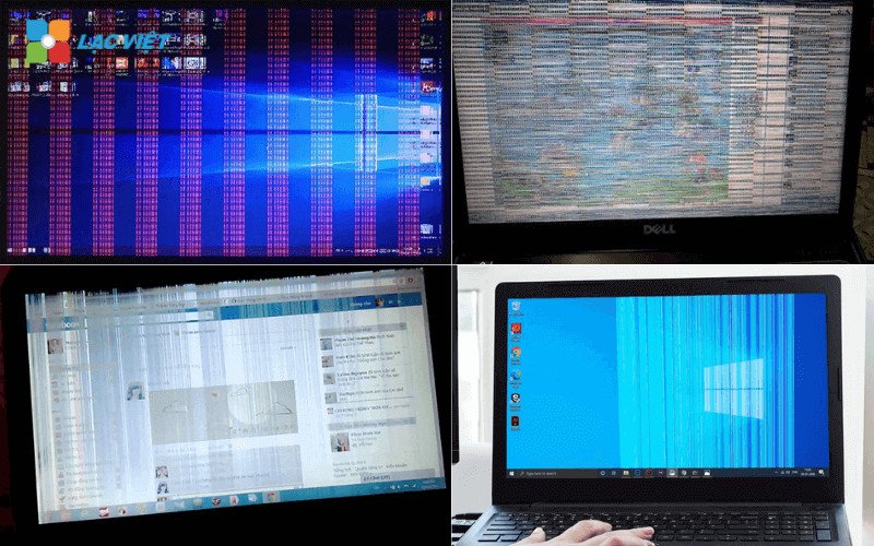 Laptop Dell hiển thị sọc ngang dọc khi card màn hình gặp lỗi