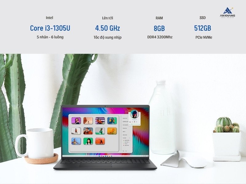 Laptop Dell Inspiron 15 3530 Đen trang bị chip Intel Core i3 thế hệ 13