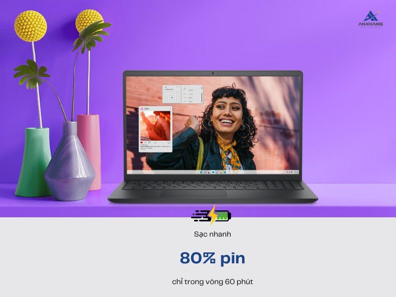 Laptop Dell Inspiron 15 3530 Đen với sạc nhanh ấn tượng