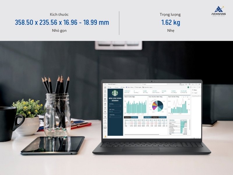 Laptop Dell Inspiron 15 3530 Đen với thiết kế gọn nhẹ