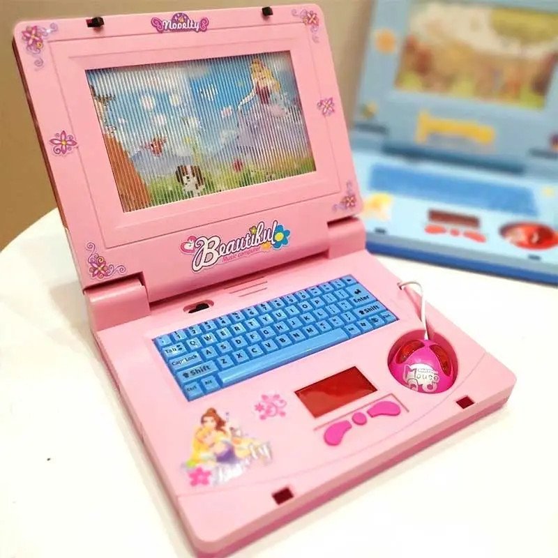 laptop đồ chơi thông minh màu hồng với thiết kế đáng yêu cho bé gái