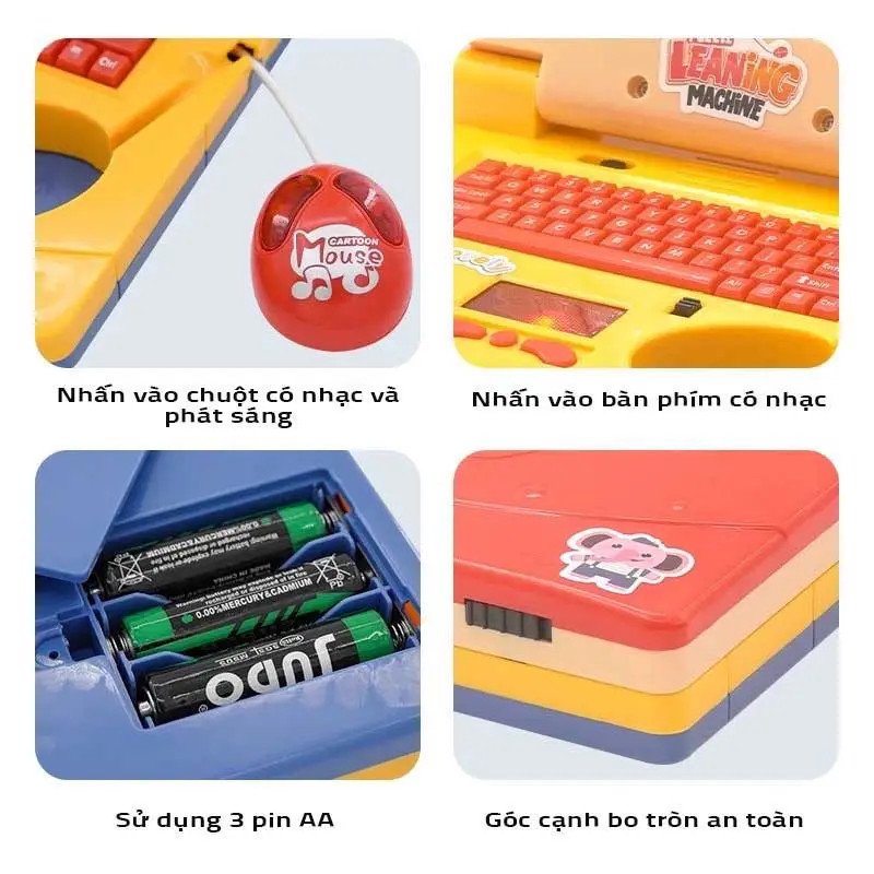 laptop đồ chơi thông minh màu xanh làm từ nhựa ABS cao cấp