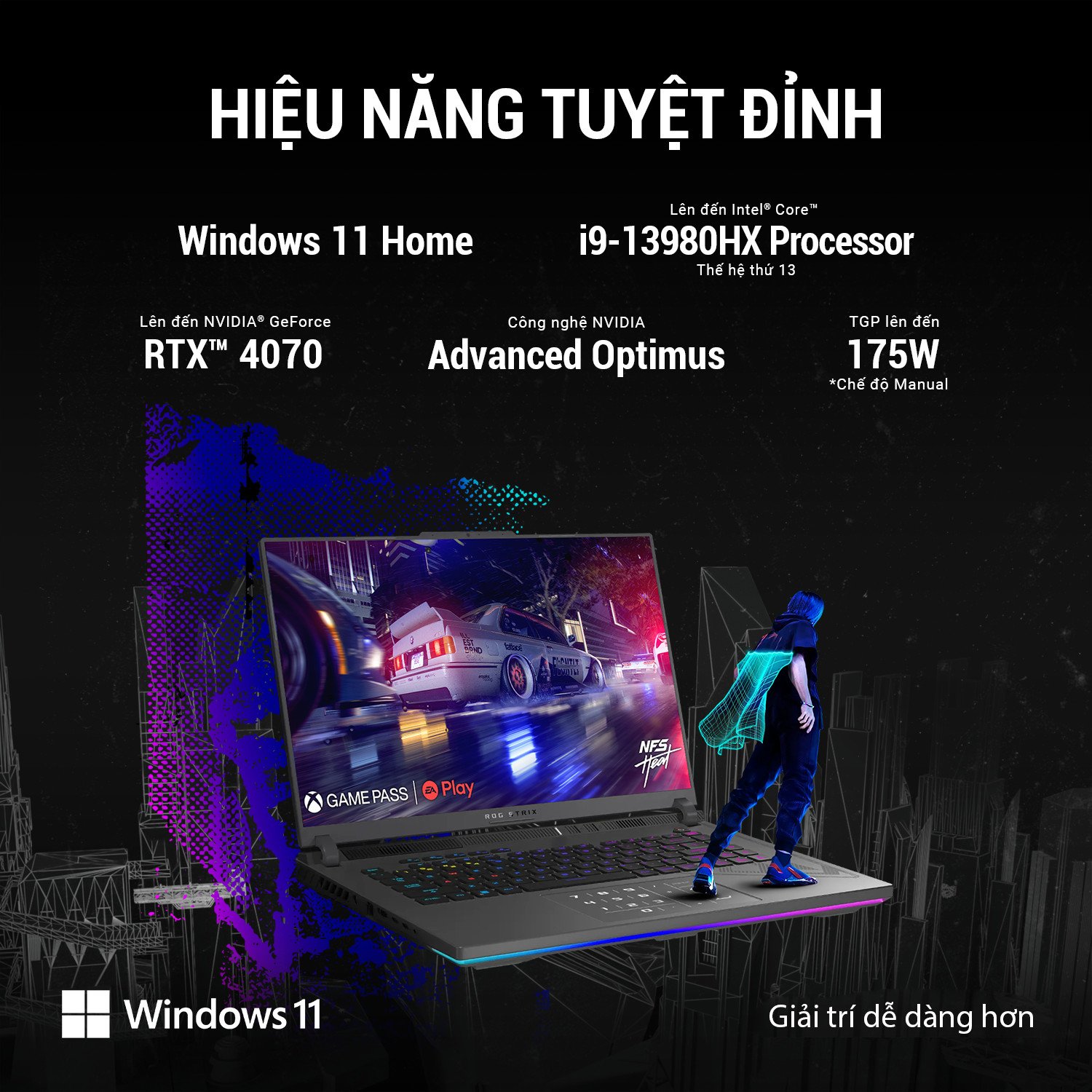 Laptop gaming Asus ROG Strix G16 G614JU-N3135W hiển thị hiệu năng vượt trội