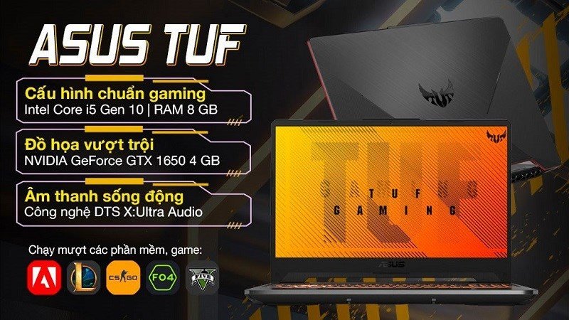 Laptop gaming Asus TUF Gaming FX506LHB với thiết kế mạnh mẽ, sẵn sàng cho mọi cuộc chiến game