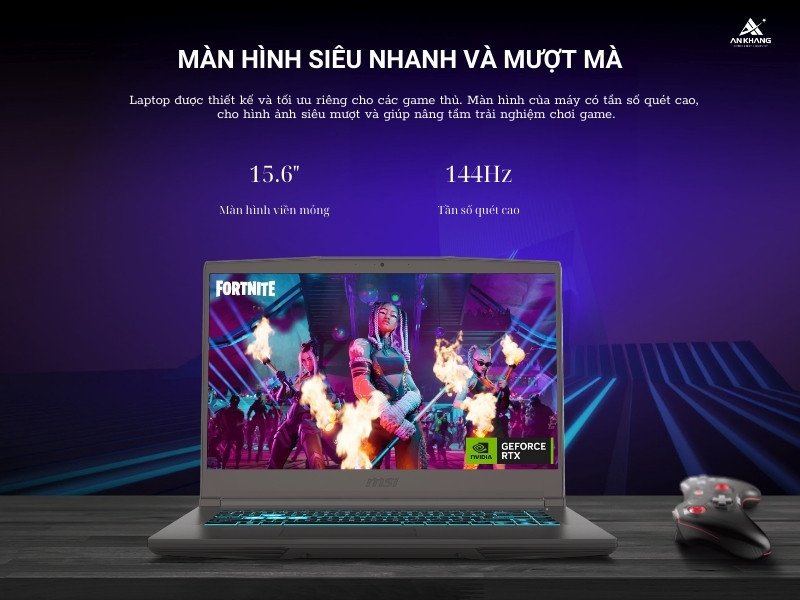 Laptop Gaming MSI Thin 15 B12UC 1416VN với màn hình 15.6 inch FHD IPS 144Hz sắc nét