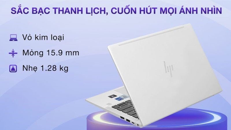 Laptop HP Elitebook 630 G9 i5 màu bạc sang trọng, thiết kế **mỏng nhẹ** tối ưu cho công việc và di chuyển.
