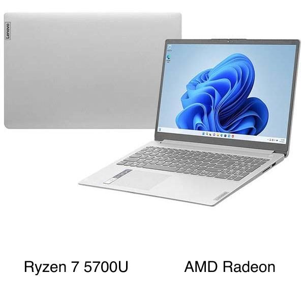 Laptop Lenovo Ideapad 1 15ALC7 R7 5700U màu xám với màn hình hiển thị sáng