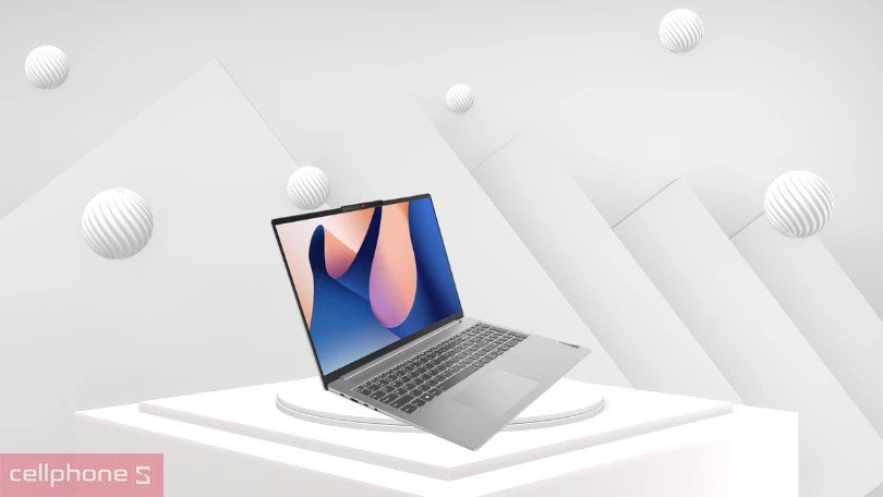 Laptop Lenovo Ideapad Slim 5 16IAH8 83BG004EVN với mặt lưng và logo