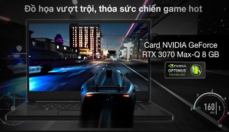 Laptop MSI Gaming GS66 Stealth trang bị card đồ họa rời RTX 3070 Max-Q, mang lại trải nghiệm chơi game mượt mà và hiệu năng cao