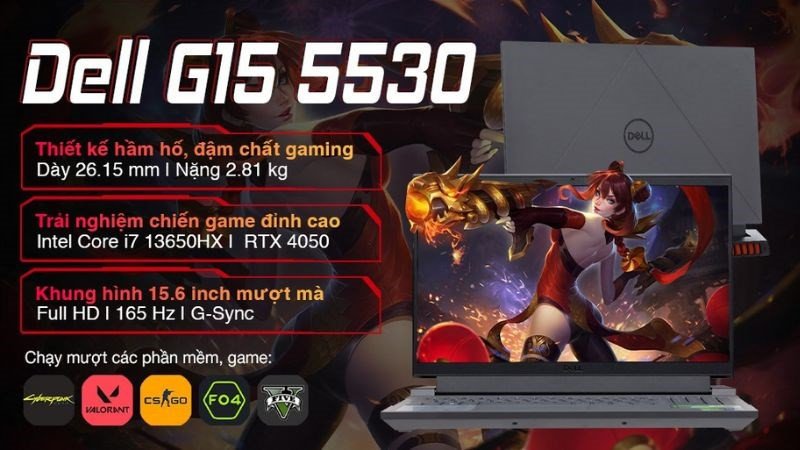 Laptop với thiết kế hiện đại, phù hợp cho gaming, thể hiện khả năng xử lý đồ họa mượt mà