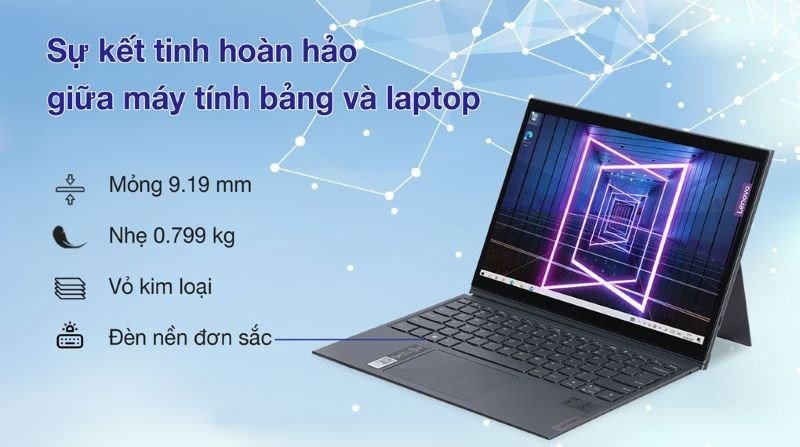 Lenovo Yoga Duet 7 kết hợp hoàn hảo giữa laptop và máy tính bảng, tiện lợi di chuyển