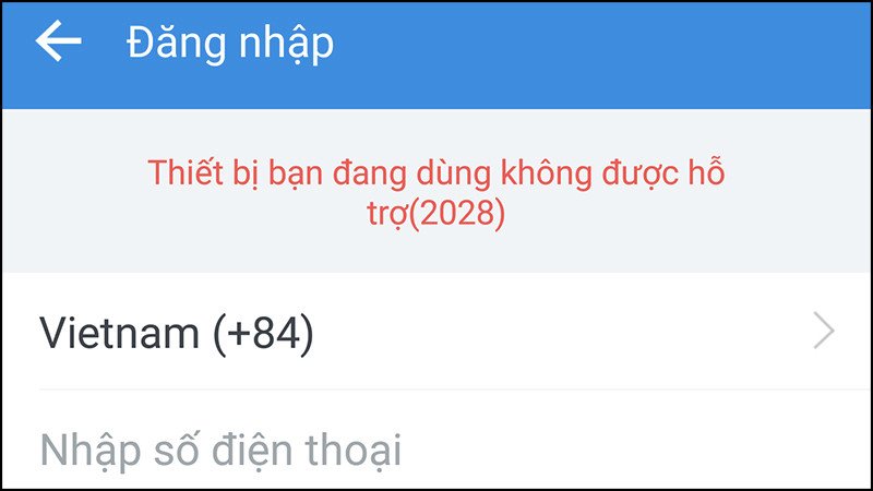 Lỗi 2028 trên Zalo khi chạy trên giả lập Android